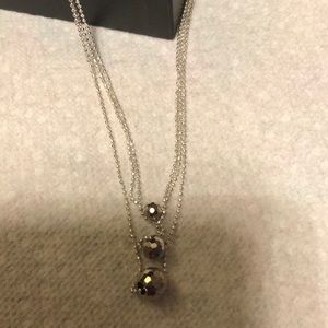 Sterling Silver 3 strand mirror beaded necklace